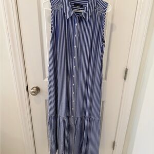 Tommy Hilfiger Blue and White Striped Maxi Dress